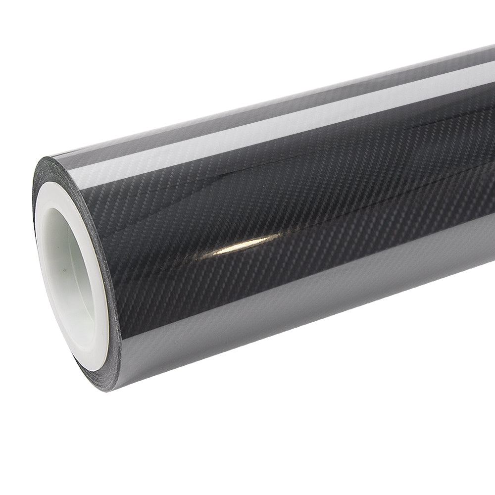 Glossy Spiral Black Carbon Fiber Vinyl Wrap