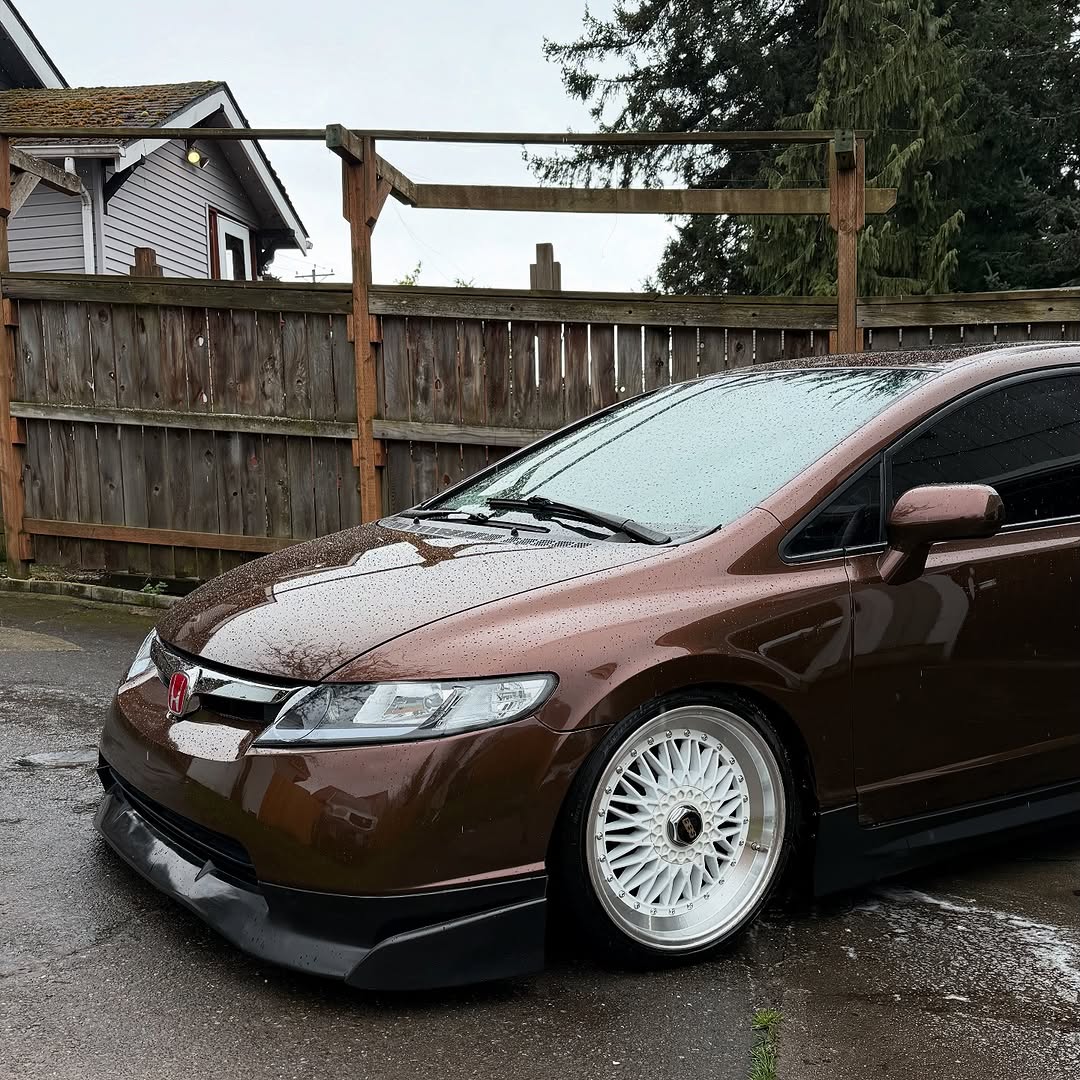 Honda Civic wrapped in Glossy Metallic Mocha Brown vinyl wrap.
