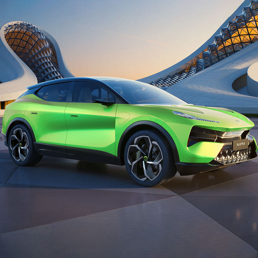 Lotus Eletre wrapped in Candy Metallic Neon Green Color wet application